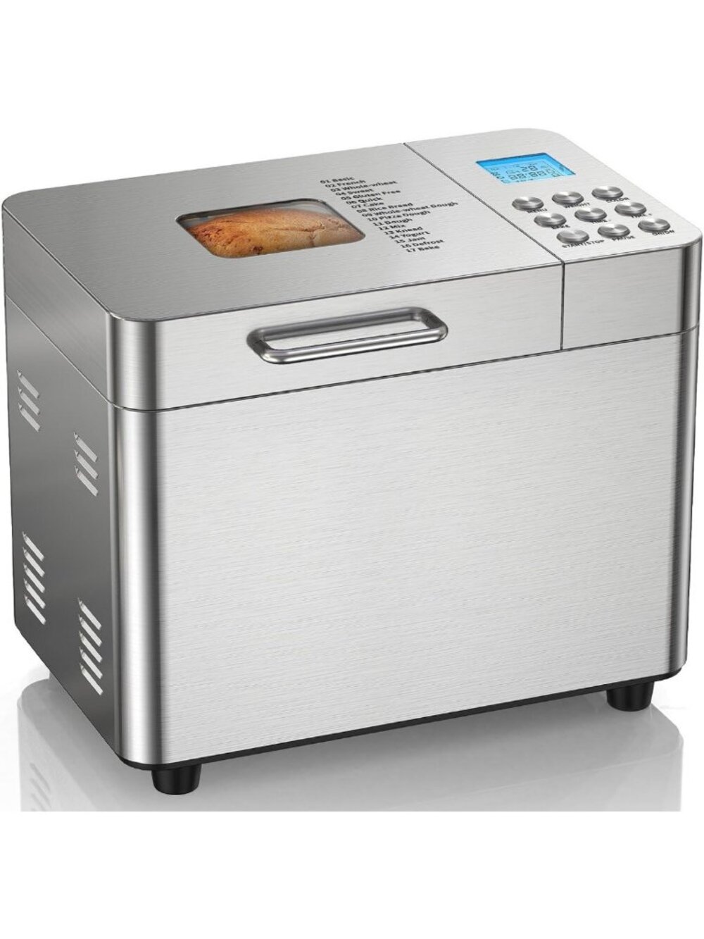 17-in-1 Automatic Stainless Steel Bread Maker Machine - 2LB Capacity, Easy to